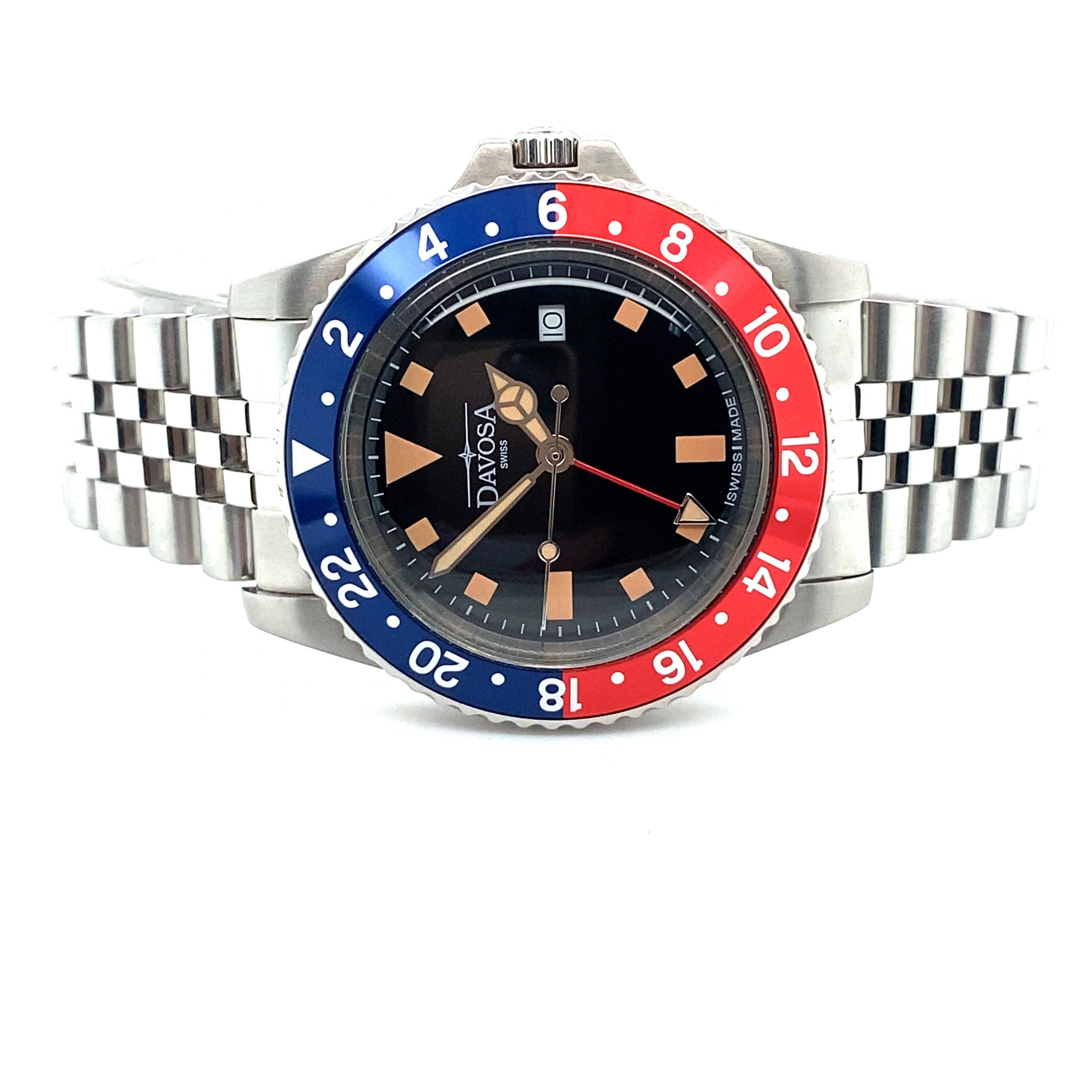 Davosa Vintage Diver TT Rot Blau Quartz – Bild 2