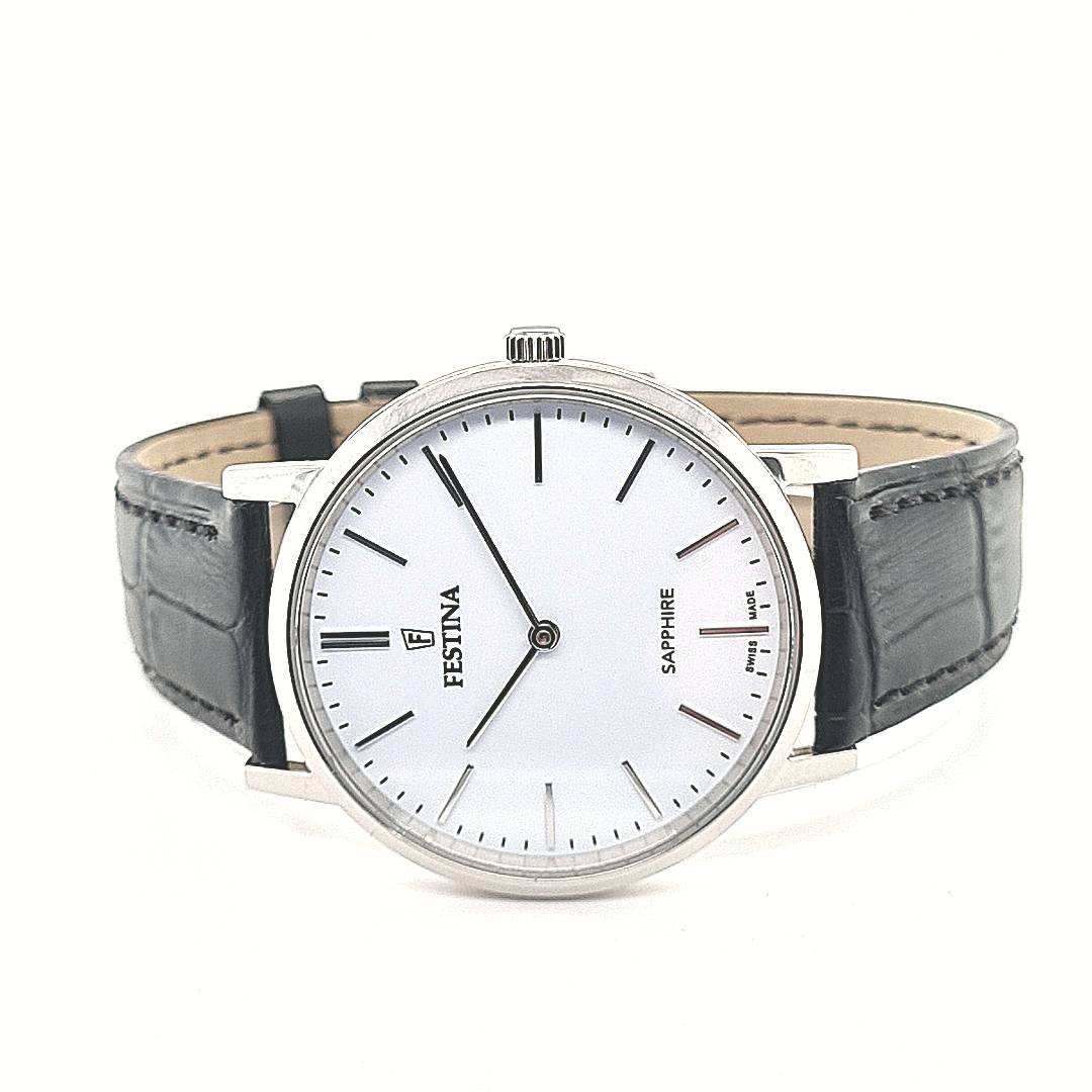 Festina Swiss Made Herrenuhr mit Lederband – Bild 2