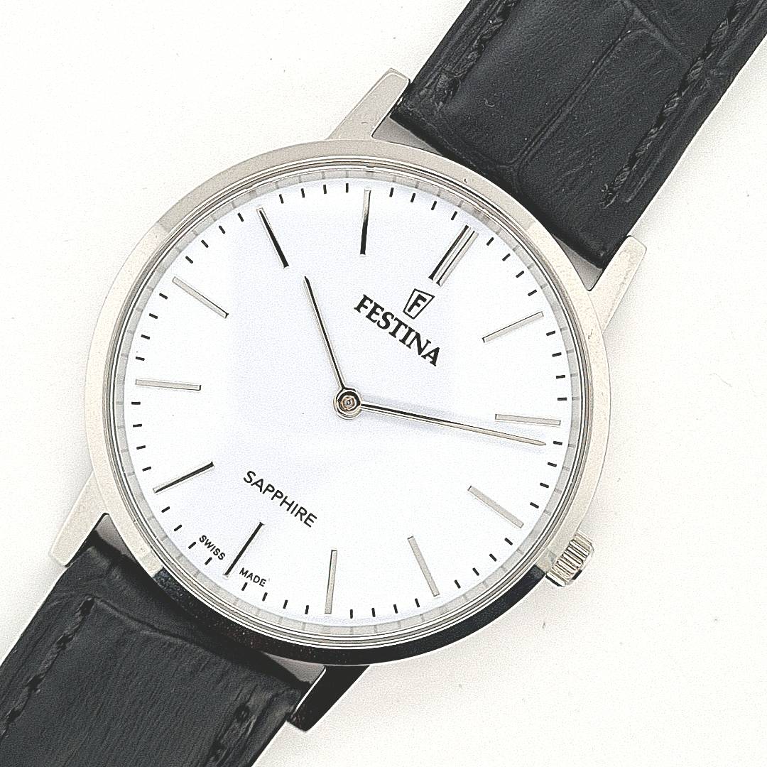 Festina Swiss Made Herrenuhr mit Lederband – Bild 11