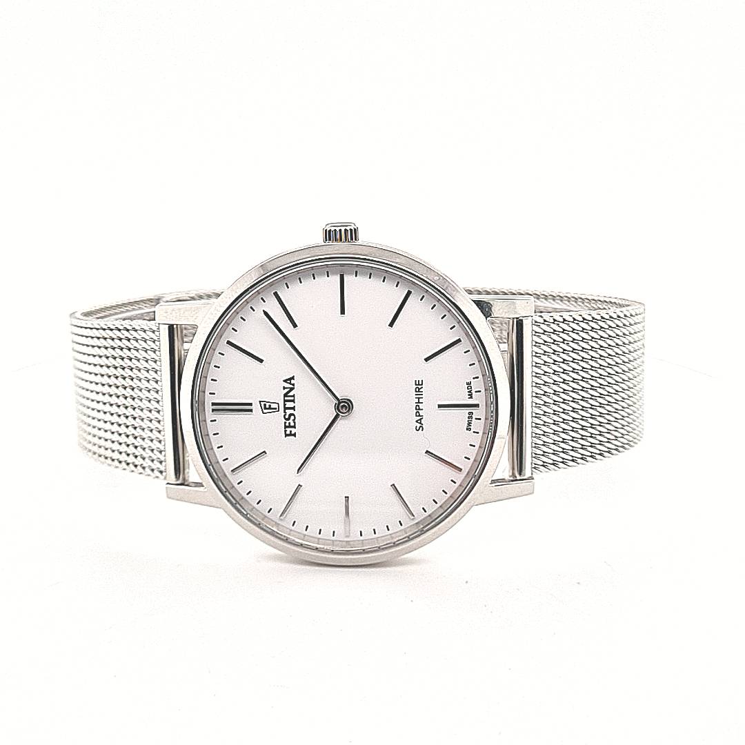 Festina Swiss Made Herrenuhr mit Milanaiseband – Bild 2