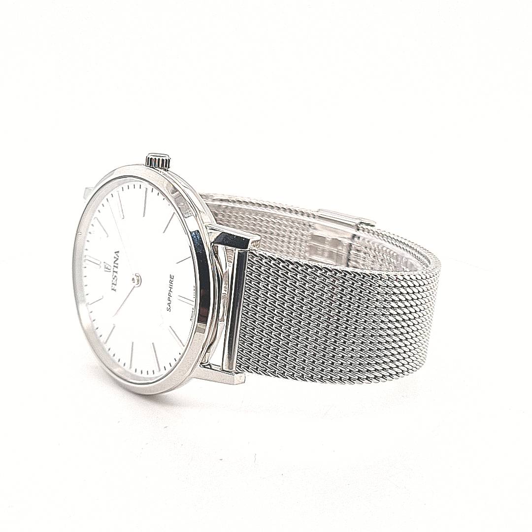 Festina Swiss Made Herrenuhr mit Milanaiseband – Bild 3