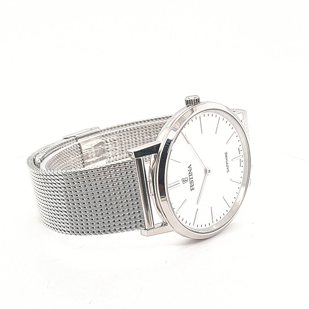 Festina Swiss Made Herrenuhr mit Milanaiseband – Bild 9