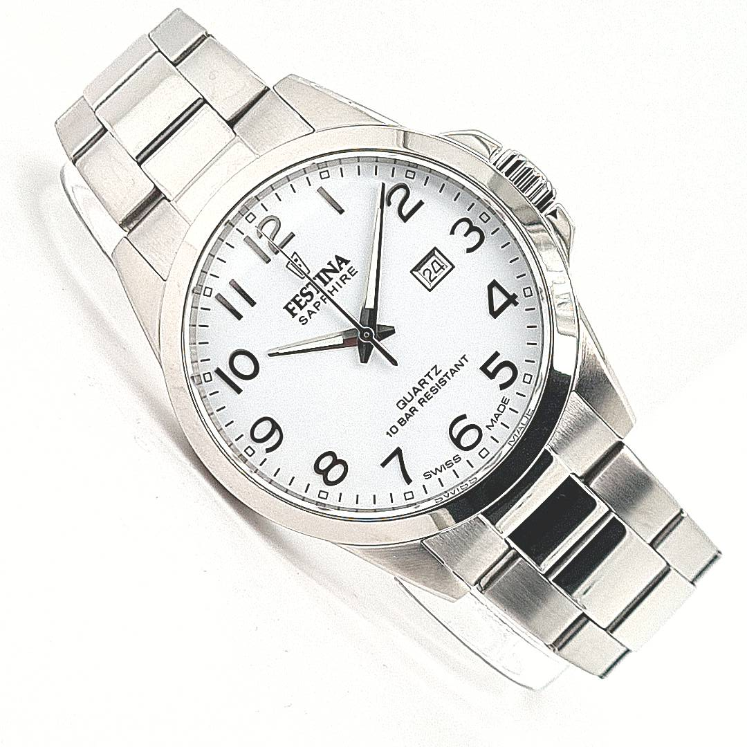 Festina Swiss Made Herrenuhr mit Edelstahlband arabisch