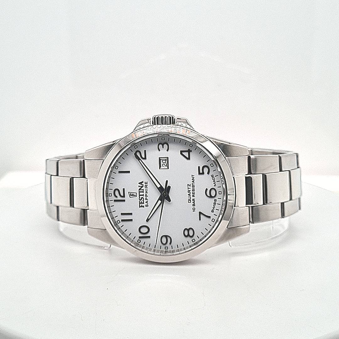 Festina Swiss Made Herrenuhr mit Edelstahlband arabisch – Bild 2