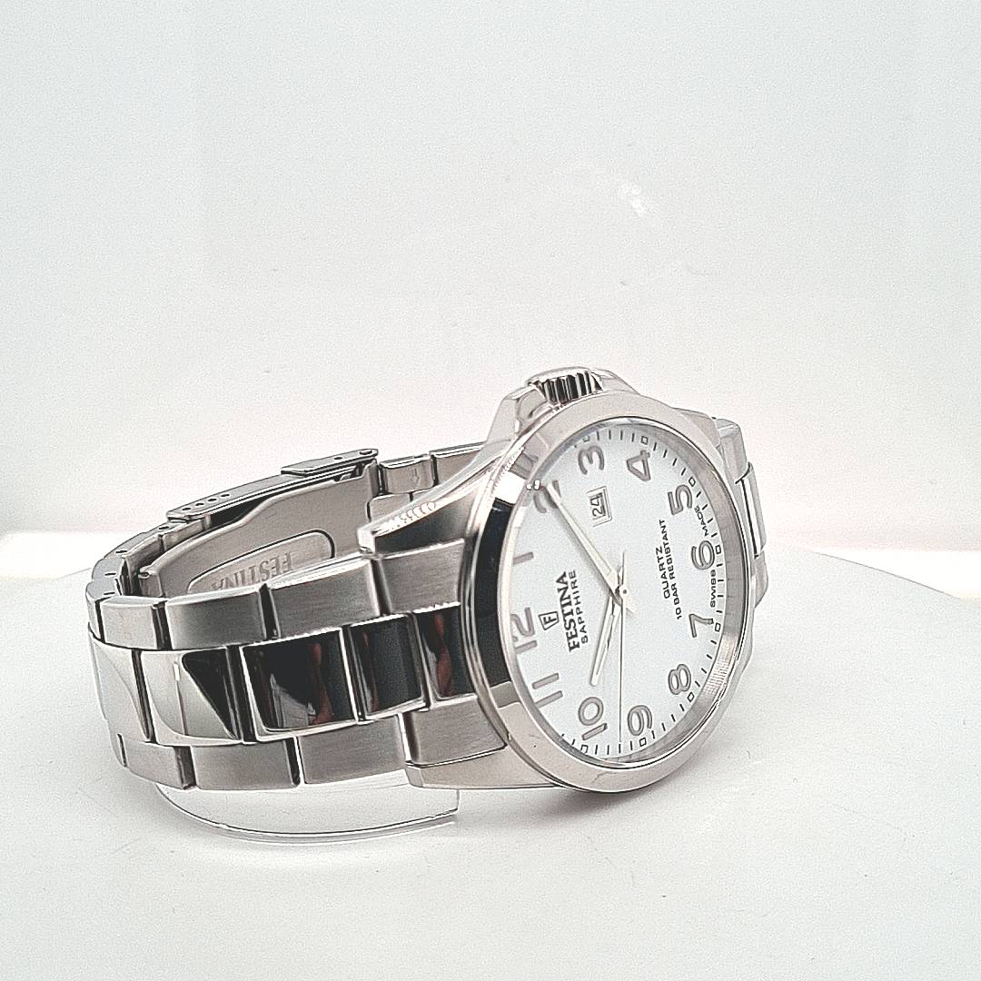 Festina Swiss Made Herrenuhr mit Edelstahlband arabisch – Bild 9