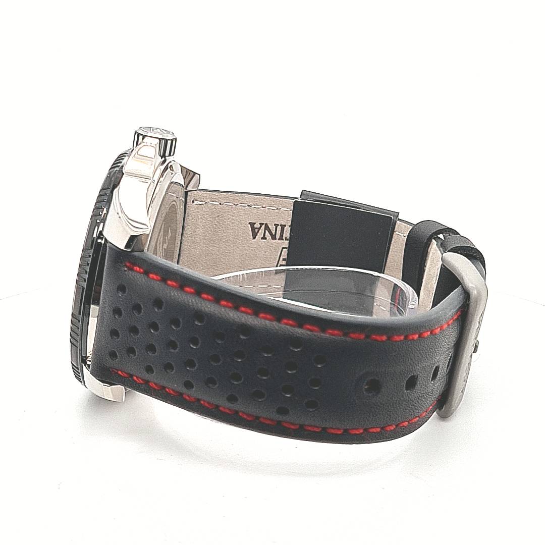 Festina Herrenuhr Titan Schwarz mit Lederband – Bild 4