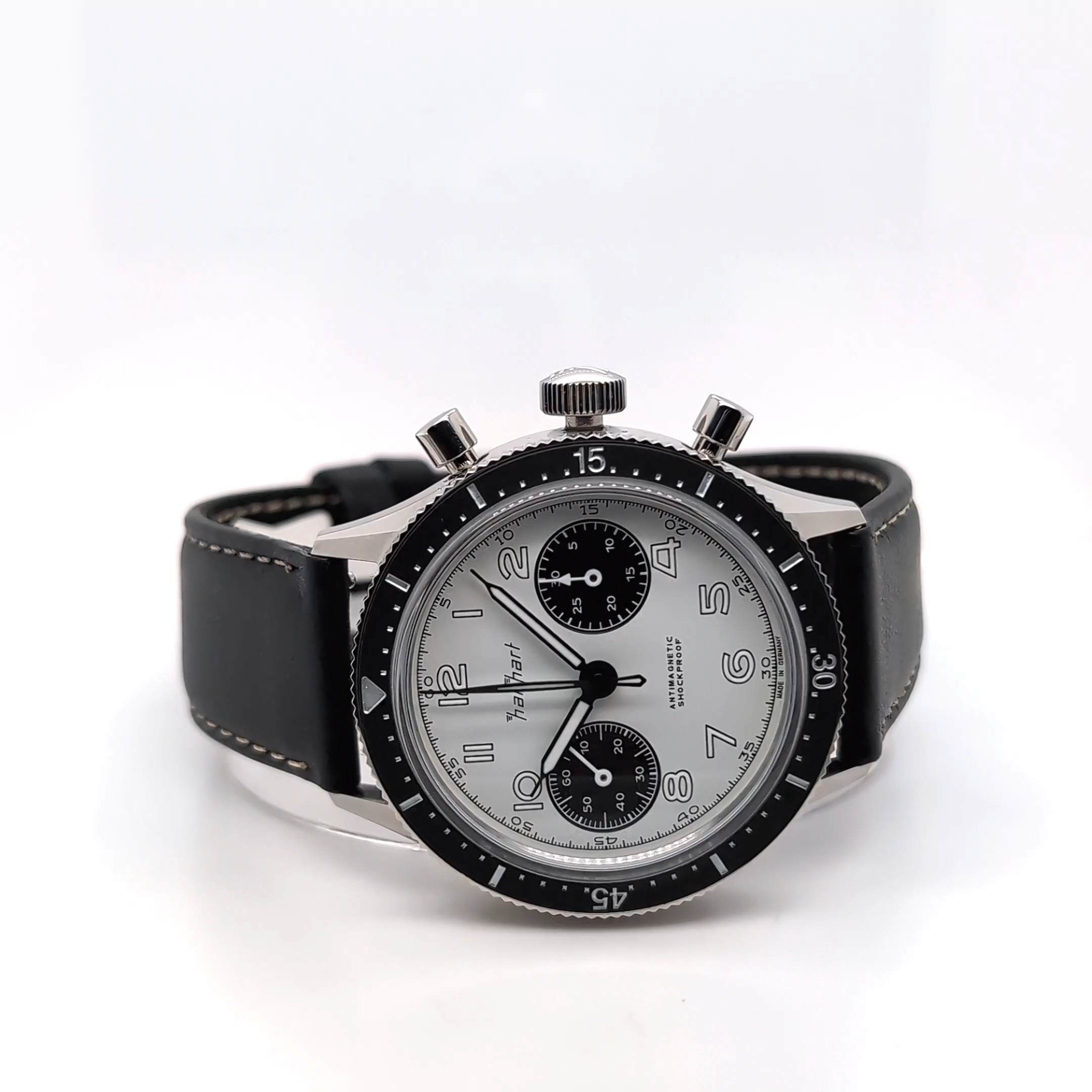 Hanhart 415 ES Panda 39 Lederband Handaufzug – Bild 10