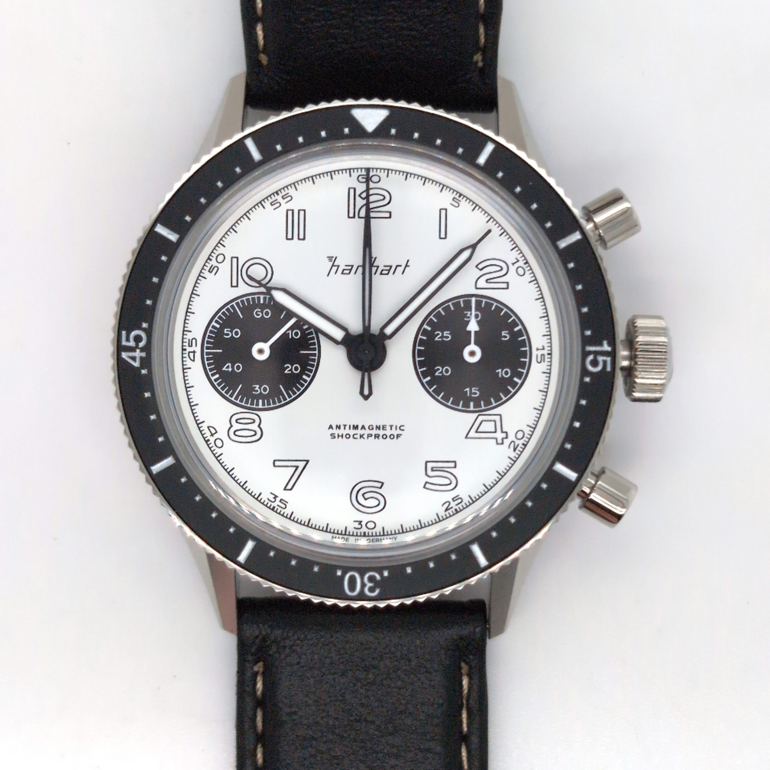 Hanhart 415 ES Panda 39 Lederband Handaufzug – Bild 14