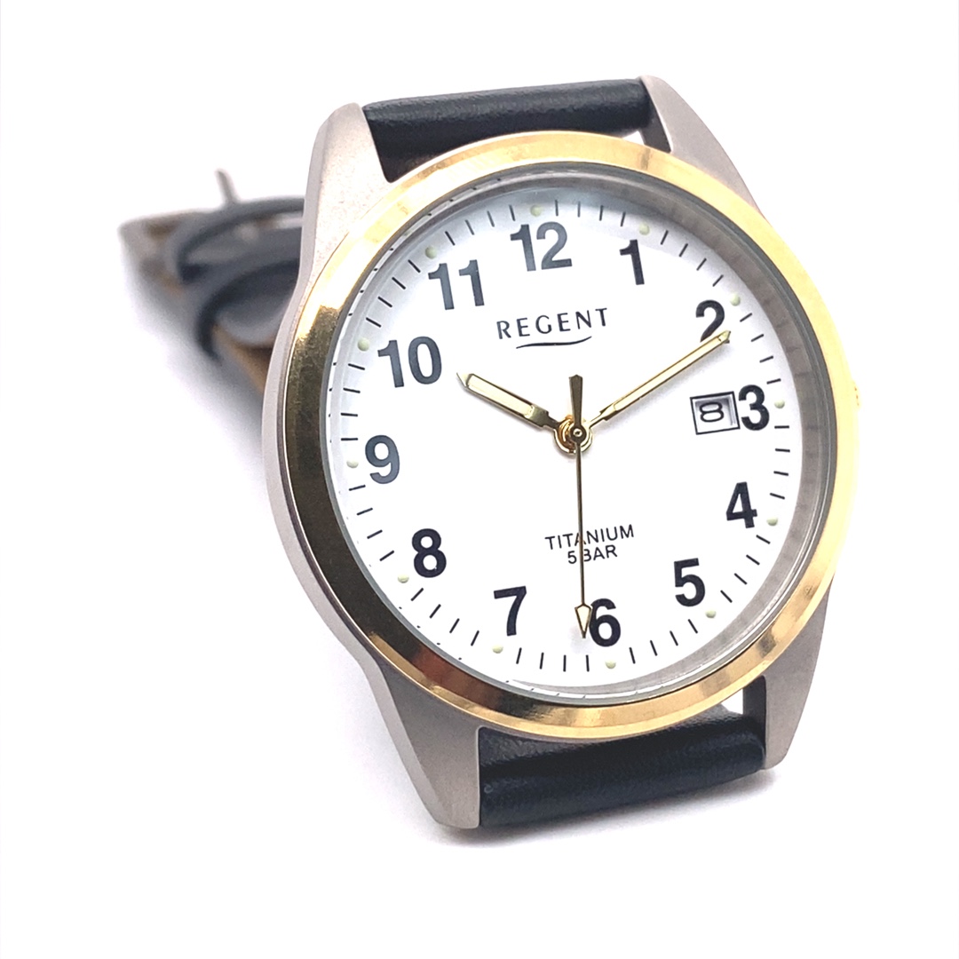 Regent Herrenuhr Titan / Gold – Bild 9