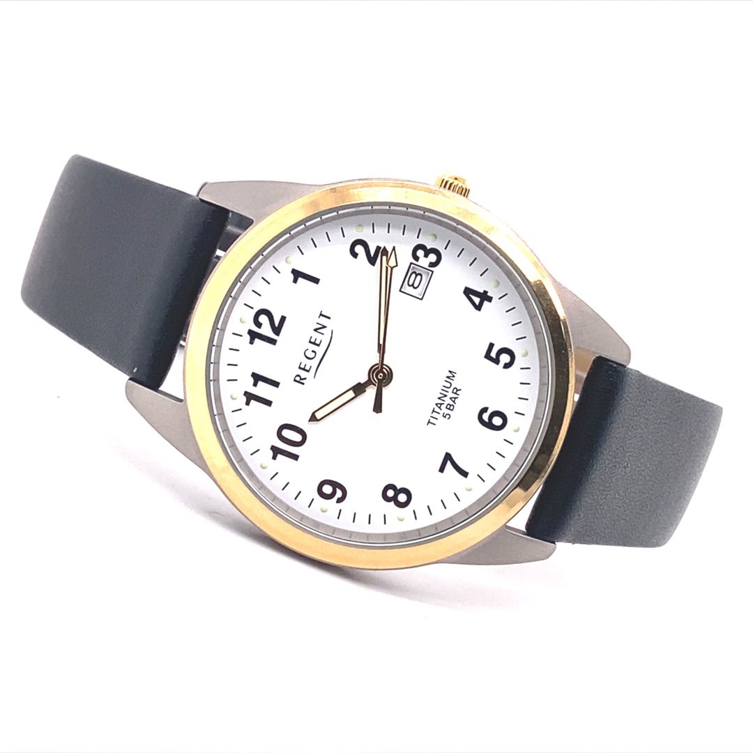 Regent Herrenuhr Titan / Gold – Bild 10