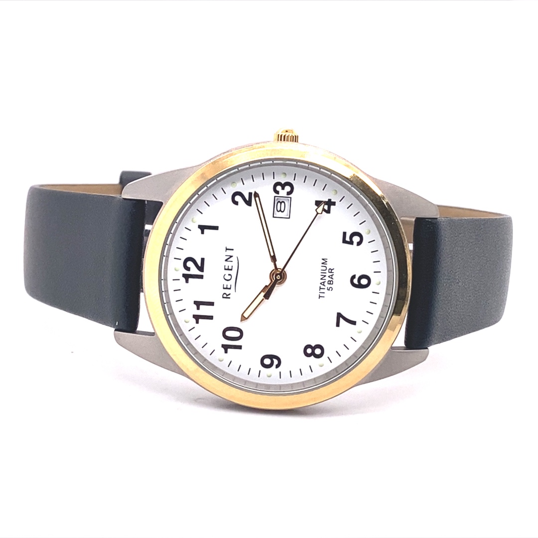 Regent Herrenuhr Titan / Gold – Bild 11