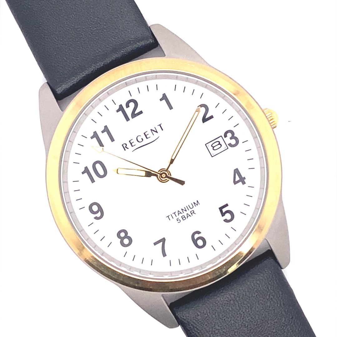 Regent Herrenuhr Titan / Gold – Bild 3