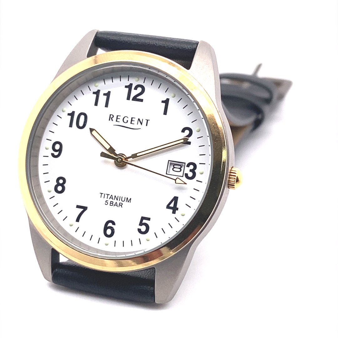 Regent Herrenuhr Titan / Gold – Bild 8