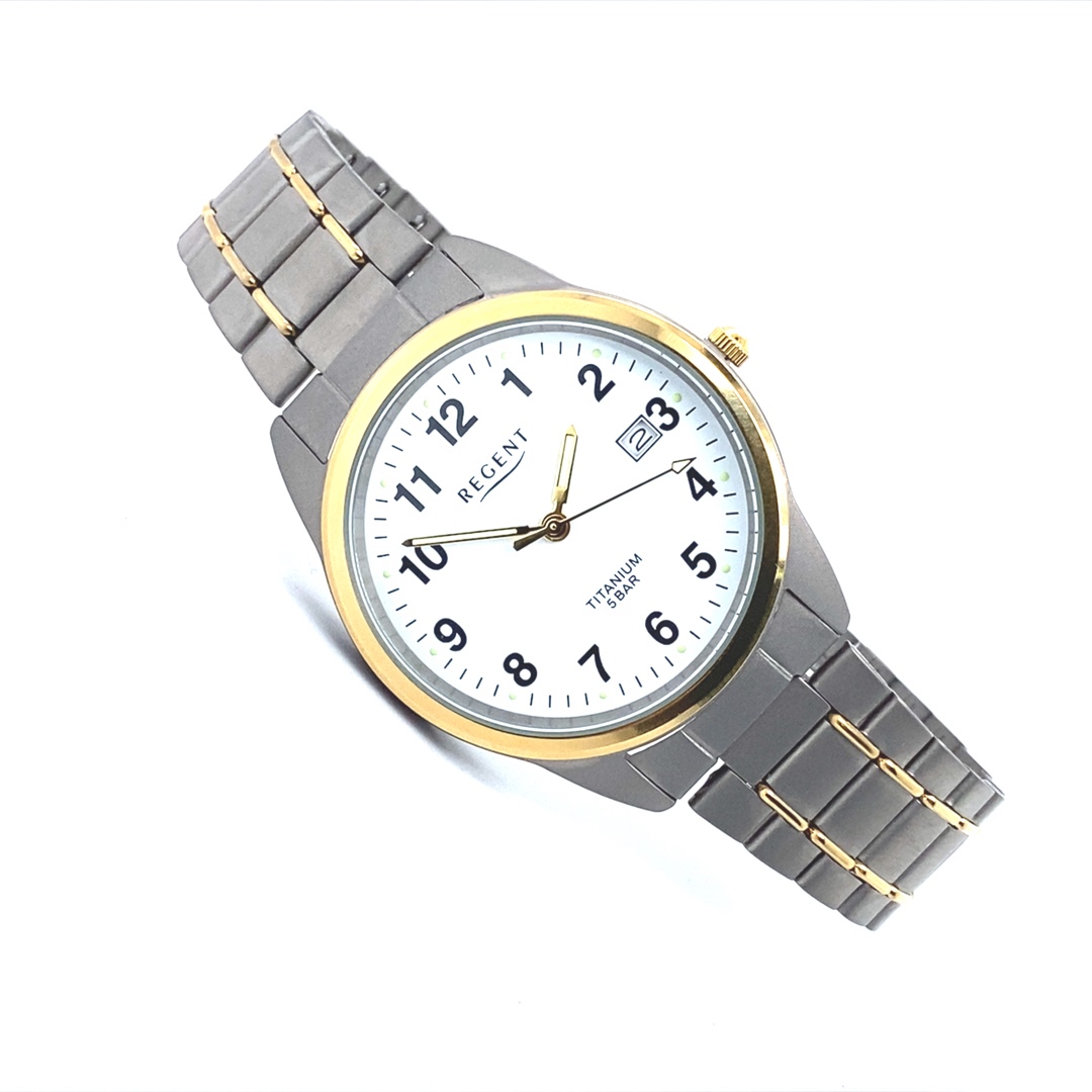 Regent Herrenuhr Titan / IP gold bicolor